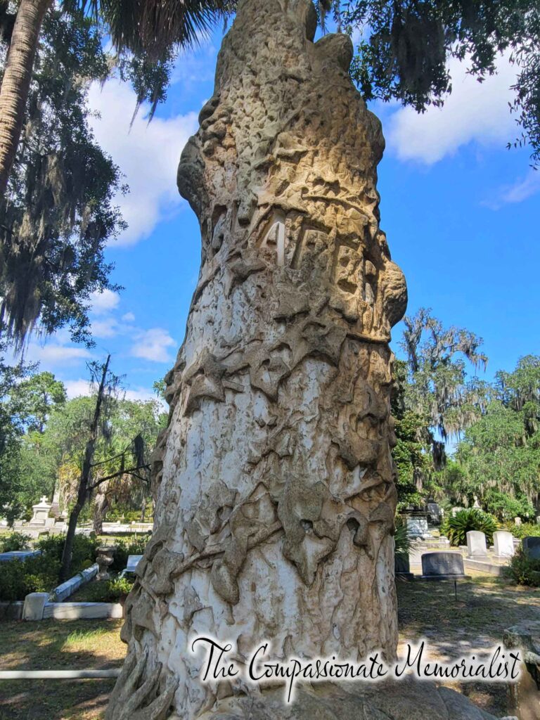 You will often see tree trunks in cemetery symbolism. 