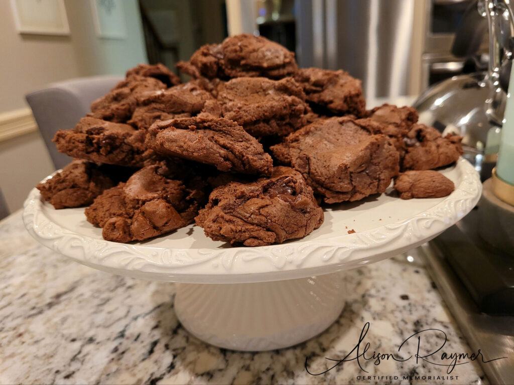 Raw brownie cookies made in honor of my grandmother